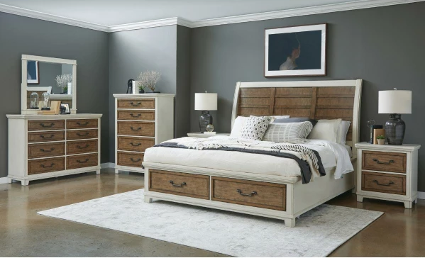 SLF Sleigh King Bedroom Set (4 Pcs) B339