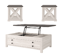 [T287] (T255 Ashley 1 Lift Top table + 2 End Table (9,2