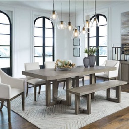 [D970] Dining Table set Ashley with 5 Chairs and 1 Bench D161